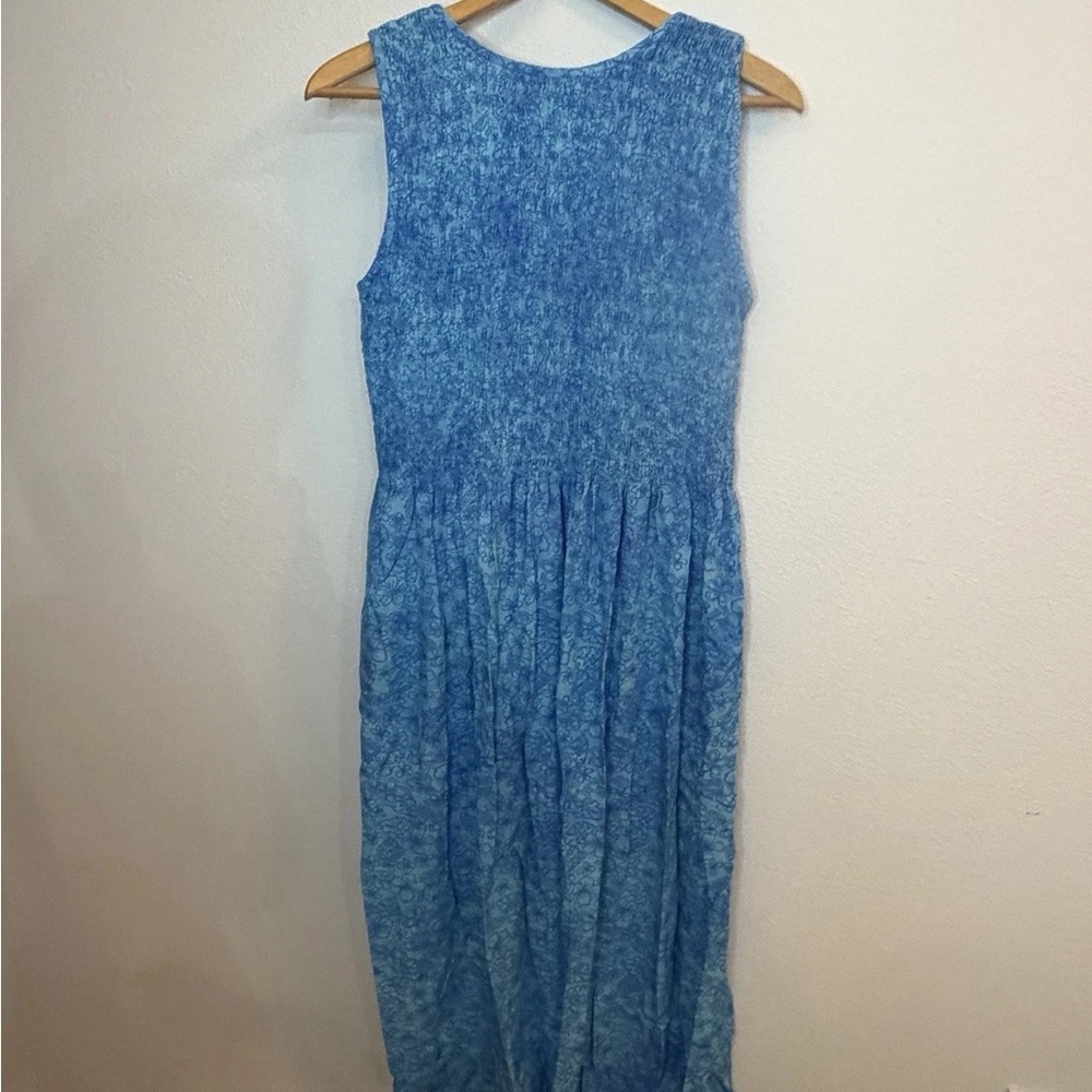 H&M Blue Sleeveless Knit & Printed Maxi Dress